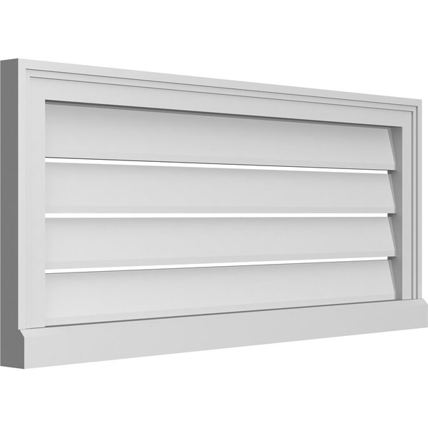 Vertical Surface Mount PVC Gable Vent: Functional, W/ 2W X 2P Brickmould Sill Frame, 36W X 16H